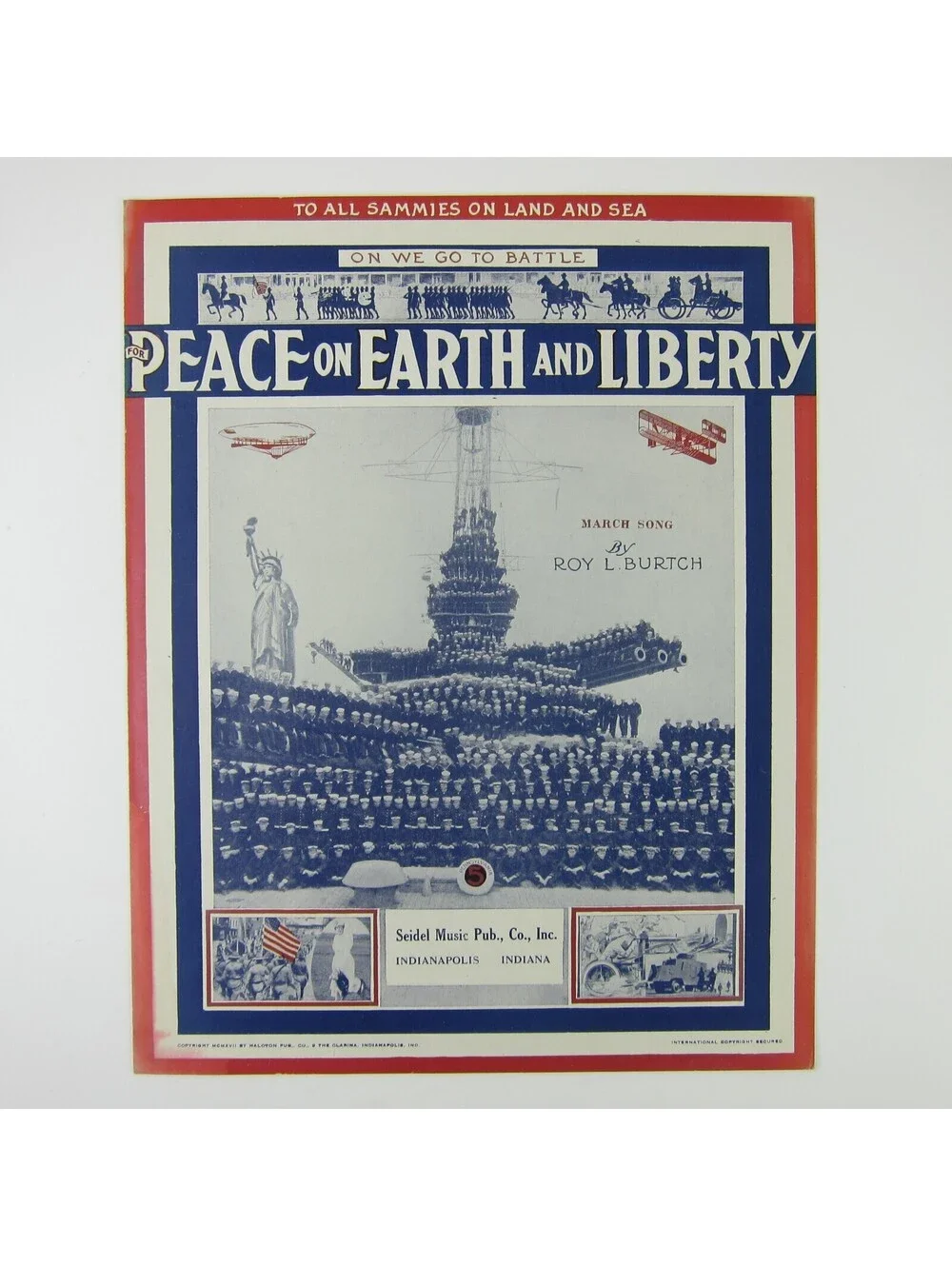 Sheet Music Peace on Earth & Liberty Burtch USS Pennsylvania WWI Antique 1917